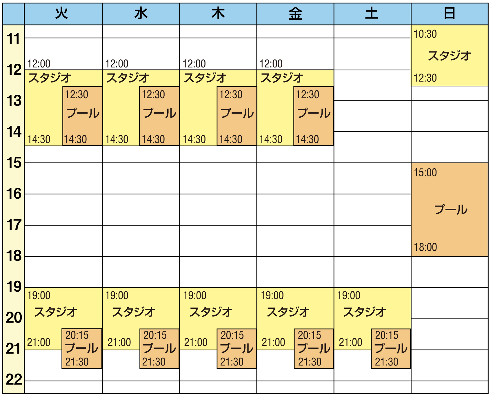 プチフィットネスタイムテーブル